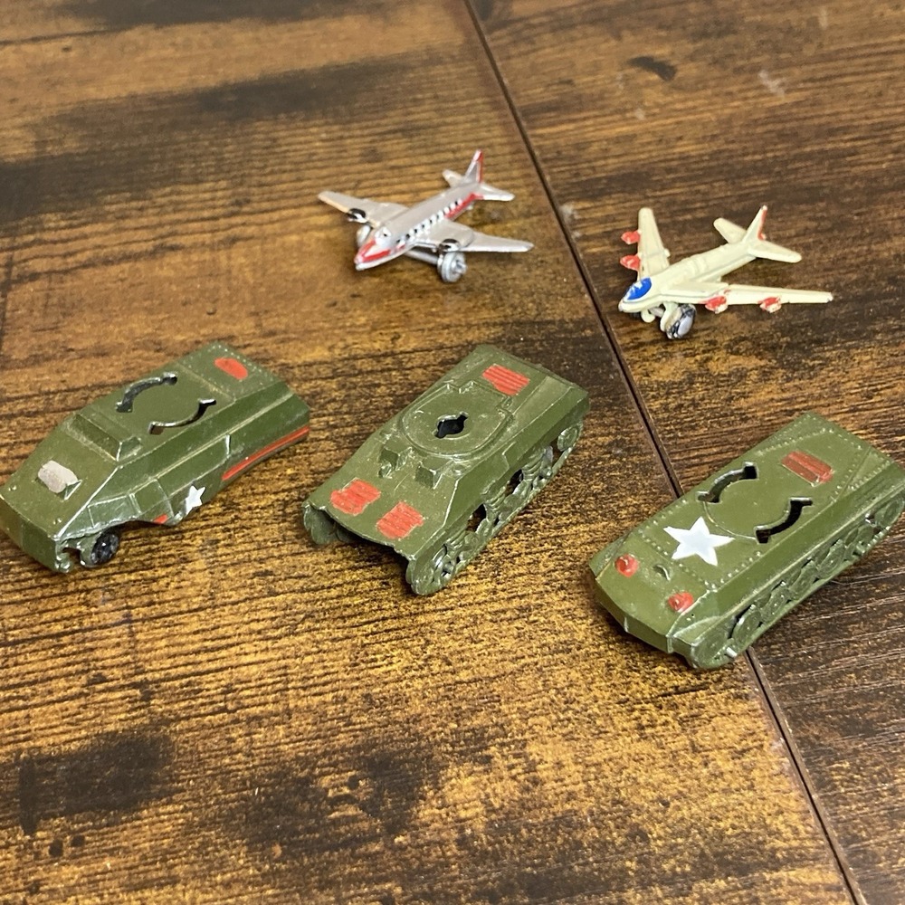 Japan Metal Diecast 1.5"‎ Tank Military APC and Plane Lot of 5 Vehicles